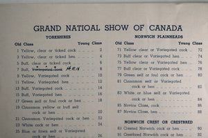 1943 Montreal Quebec program Canary and Cage Bird Assn Show
