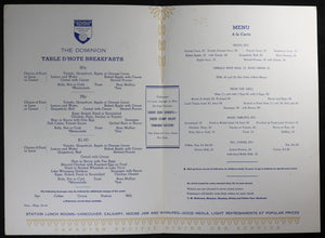 1944 set of two WW2 CPR menus, Trans-Canada train