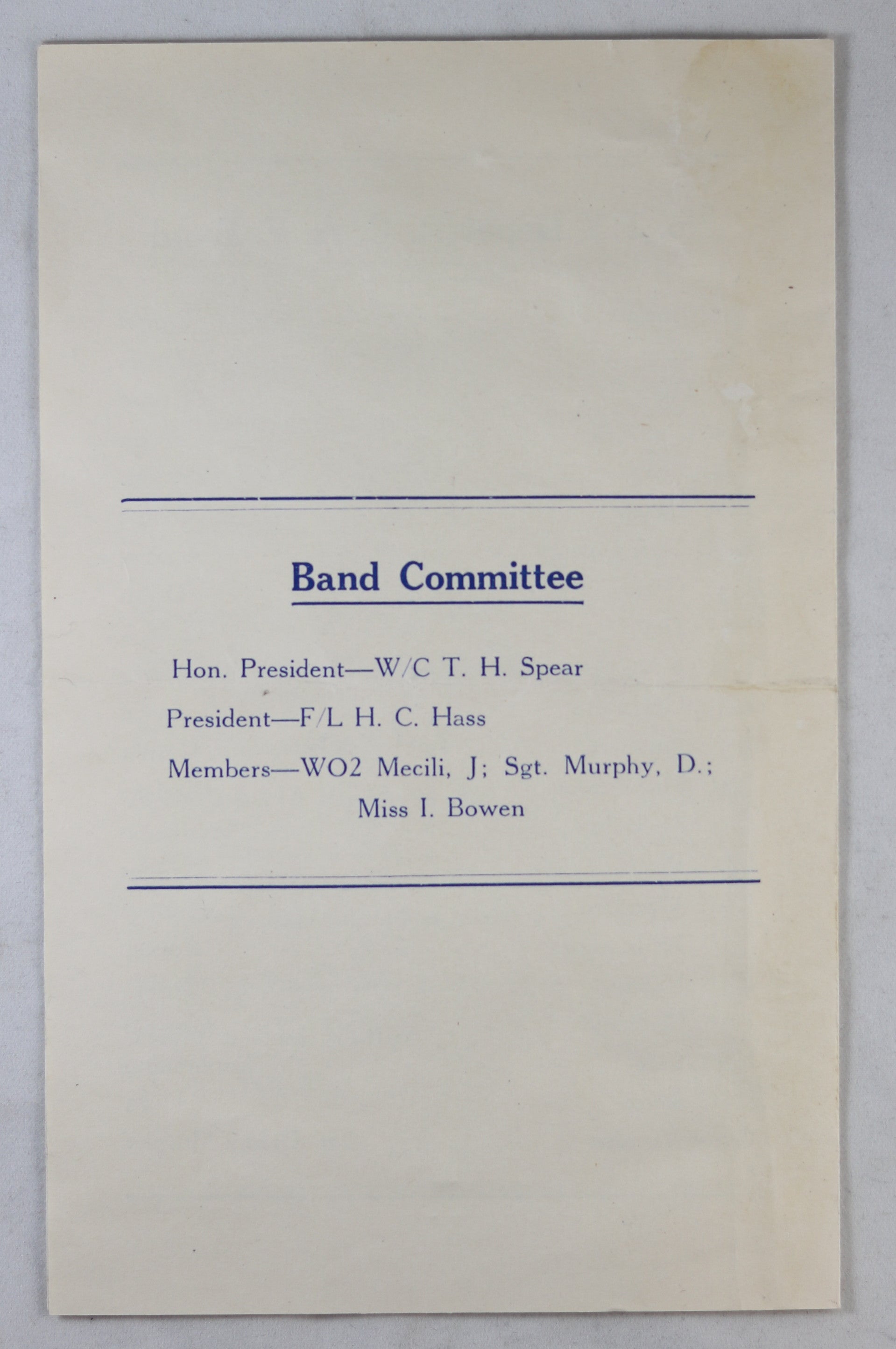 1945 RCAF Twilight Concert programme No. 1 Y Depot (Canada)