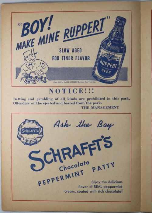 1947 AAA baseball program Jersey Giants vs Toronto Maple Leafs