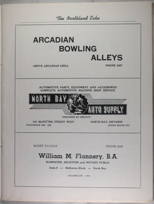 1947 ‘Northland Echo’ High School Year Book, North Bay Ontario