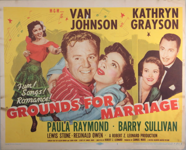 1950 movie title lobby card ‘Grounds for Marriage’