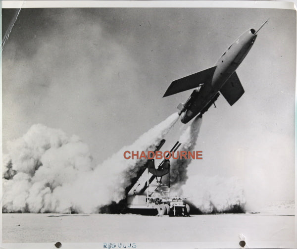 1950s-60s photo of US Navy REGULUS missile being launched 1950s-60s photo of US Navy REGULUS missile being launched