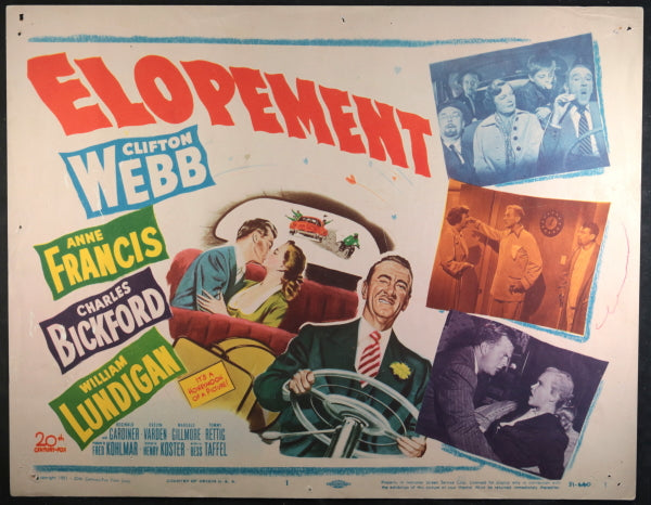 1951 USA movie title lobby card comedy ‘Elopement’
