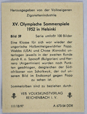 1952 Finland Summer Olympics, photo of boxing match Hungary  S.A.