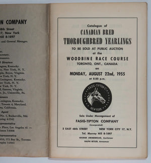 1955 Toronto booklet Twelfth Annual Yearling Sale Woodbine Race Course