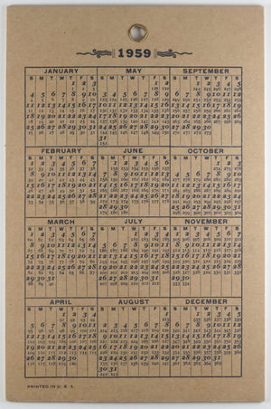 1958 wall calendar, sheets for each month, each with religious sayings