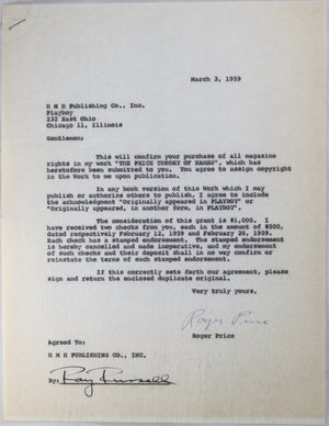 1959 letters to Ray Russell (Playboy Editor) from humorist Roger Price