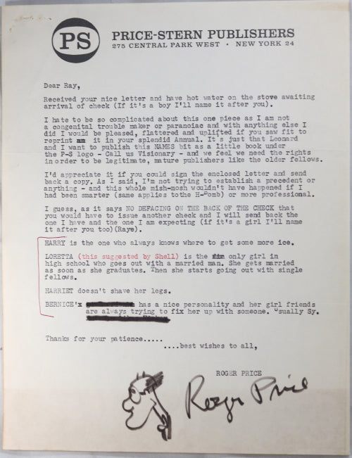 1959 letters to Ray Russell (Playboy Editor) from humorist Roger Price
