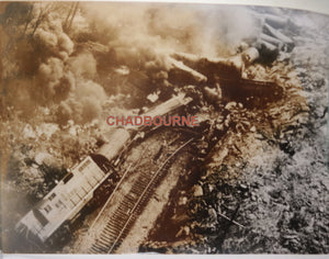 1960 aerial photo of oil train derailment near Britt Ontario