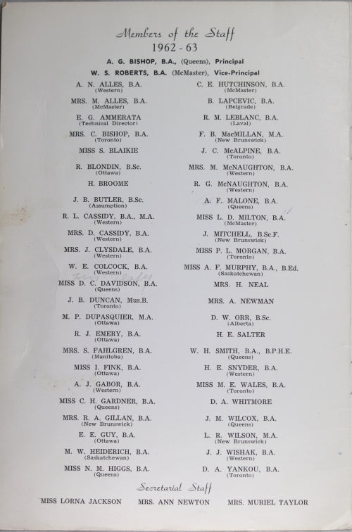 1962 Commencement booklet - Chippewa Secondary North Bay Ontario