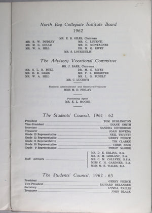 1962 Commencement booklet - Chippewa Secondary North Bay Ontario