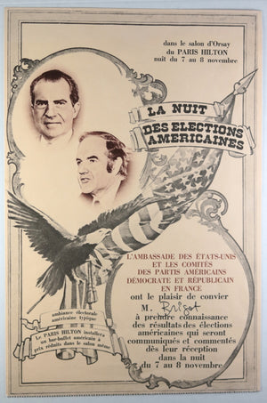 1972 Paris invitation viewing party for American Election Results