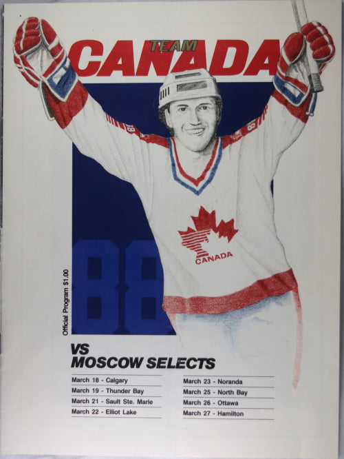 1986 program Team Canada vs Moscow Selects hockey series