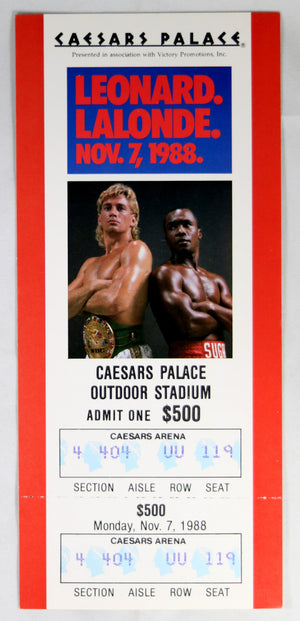 1988 boxing match ticket Sugar Ray Leonard VS Lalonde