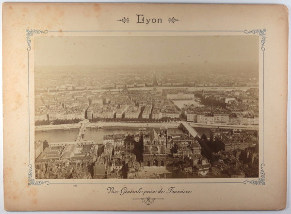 19e Lyon photo albumen vue générale de la ville prise de Fourvière