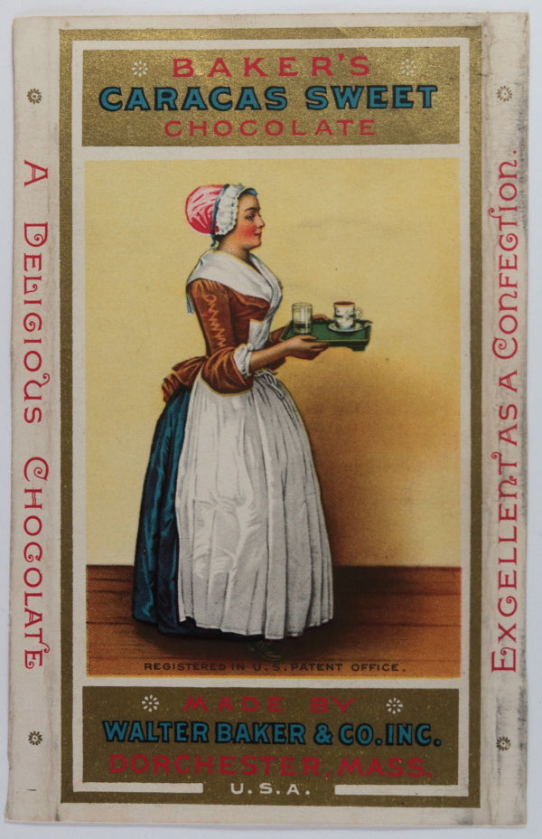 19th century USA trade card Walter Baker's Caracas Sweet Chocolate
