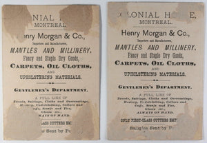 19th century two trade cards Montreal QC Henry Morgan Colonial House