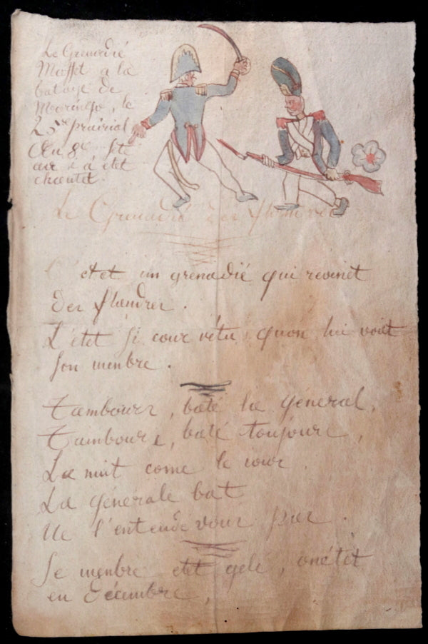 1er Empire air chanté bataille Marengo 1800 gravure officier grenadier