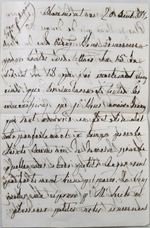 20 Aout 1856 lettre Marie-Amélie de Bourbon, épouse Roi Louis Philippe
