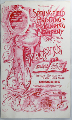 Advertising card for Springfield Printing and Binding Co. early 1900s