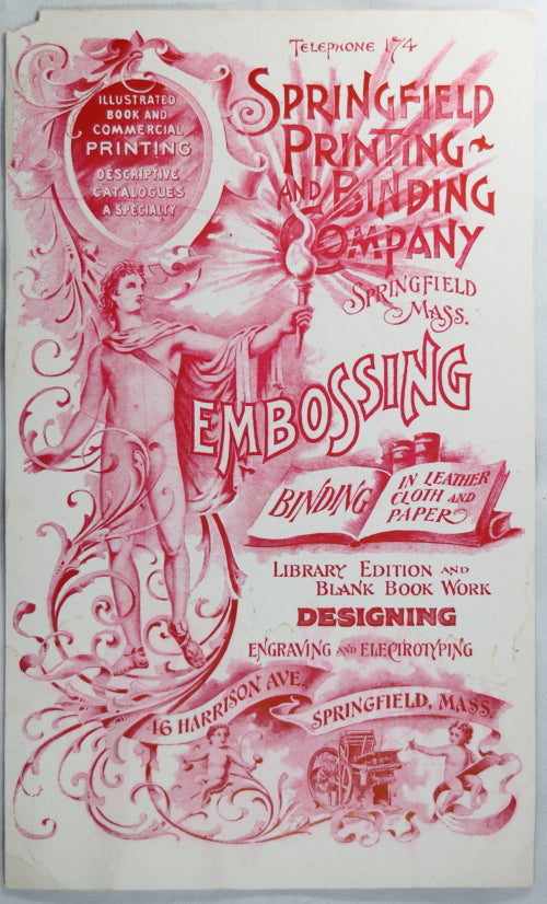 Advertising card for Springfield Printing and Binding Co. early 1900s Advertising card for Springfield Printing and Binding Co. early 1900s