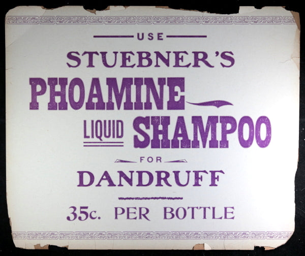 Advertising card for Stuebner’s Phoamine Shampoo