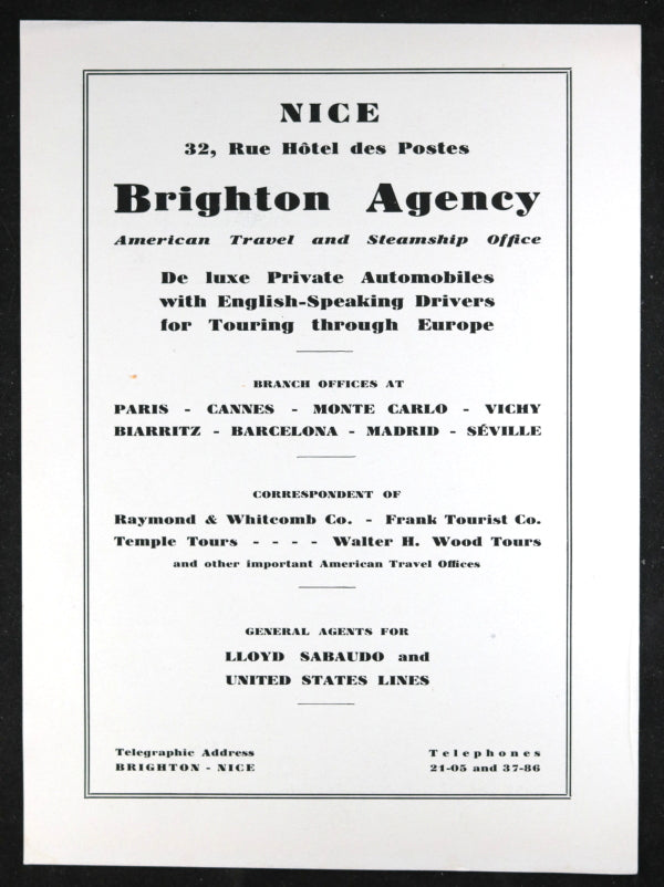 Advertising flyer Constantin Foreign Carriers & Packers (France) c.1930