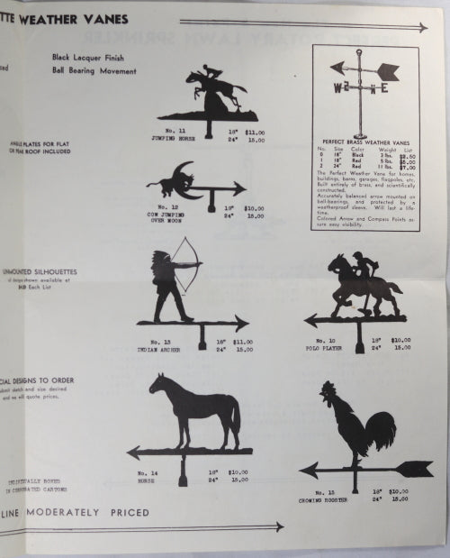 Advertising flyer for silhouette weather vanes NYC