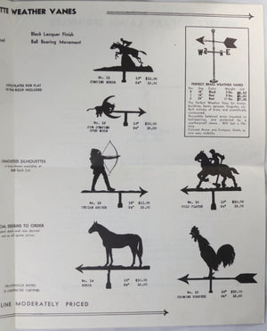 Advertising flyer for silhouette weather vanes NYC