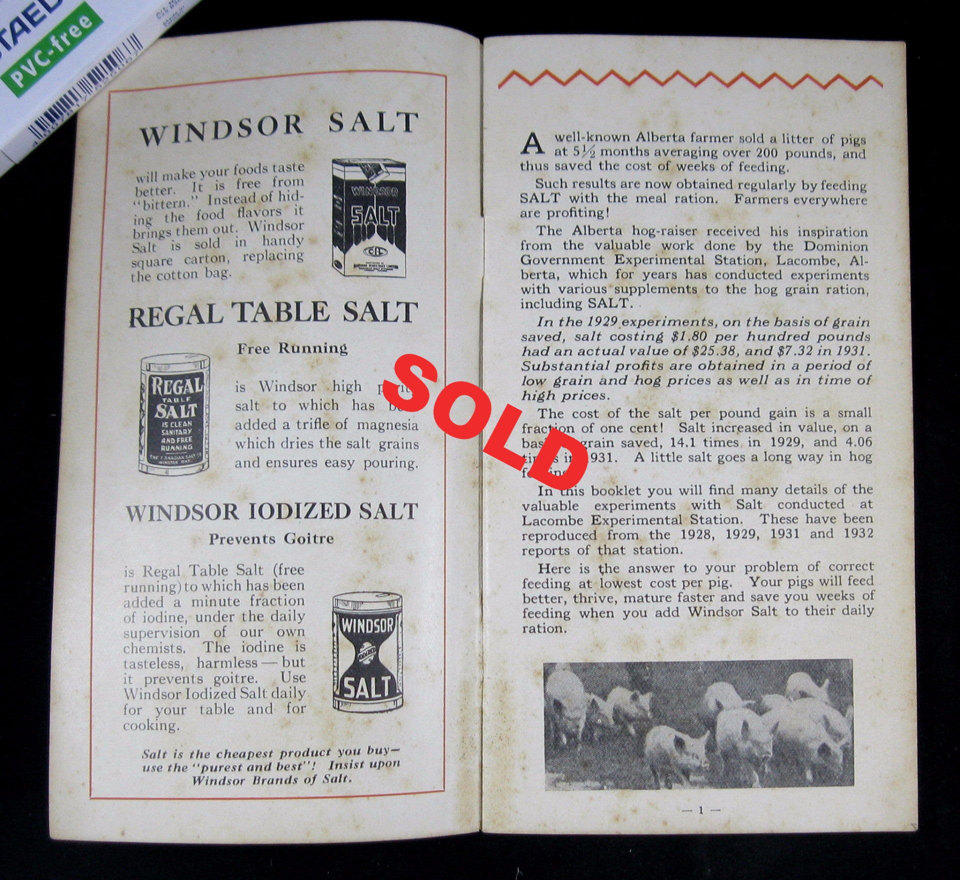 Windsor Salt for pig farming, advertising pamphlet (early 1930s)
