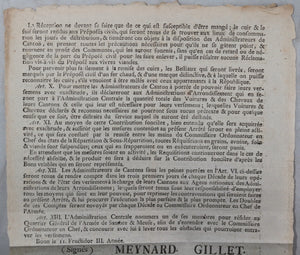 Affiche Armée Sambre & Meuse par Représentants du Peuple - Contributions (1795)
