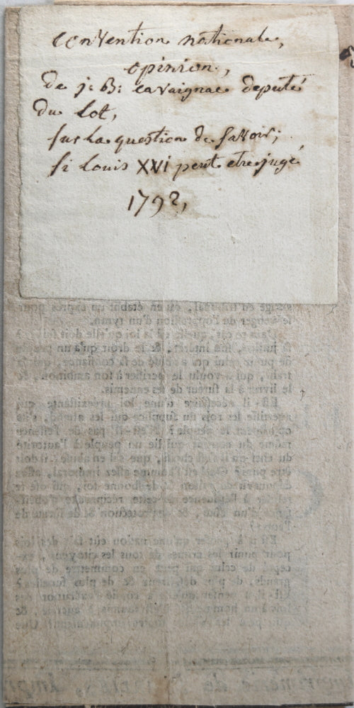 Affiche 1792 opinion du député Cavaignac ‘Si Louis XVI peut être jugé?’