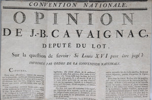 Affiche 1792 opinion du député Cavaignac ‘Si Louis XVI peut être jugé’