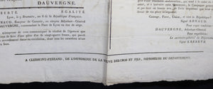 Affiche 1799 (Directoire) à Lyon, concernant fausses pièces de 24 francs