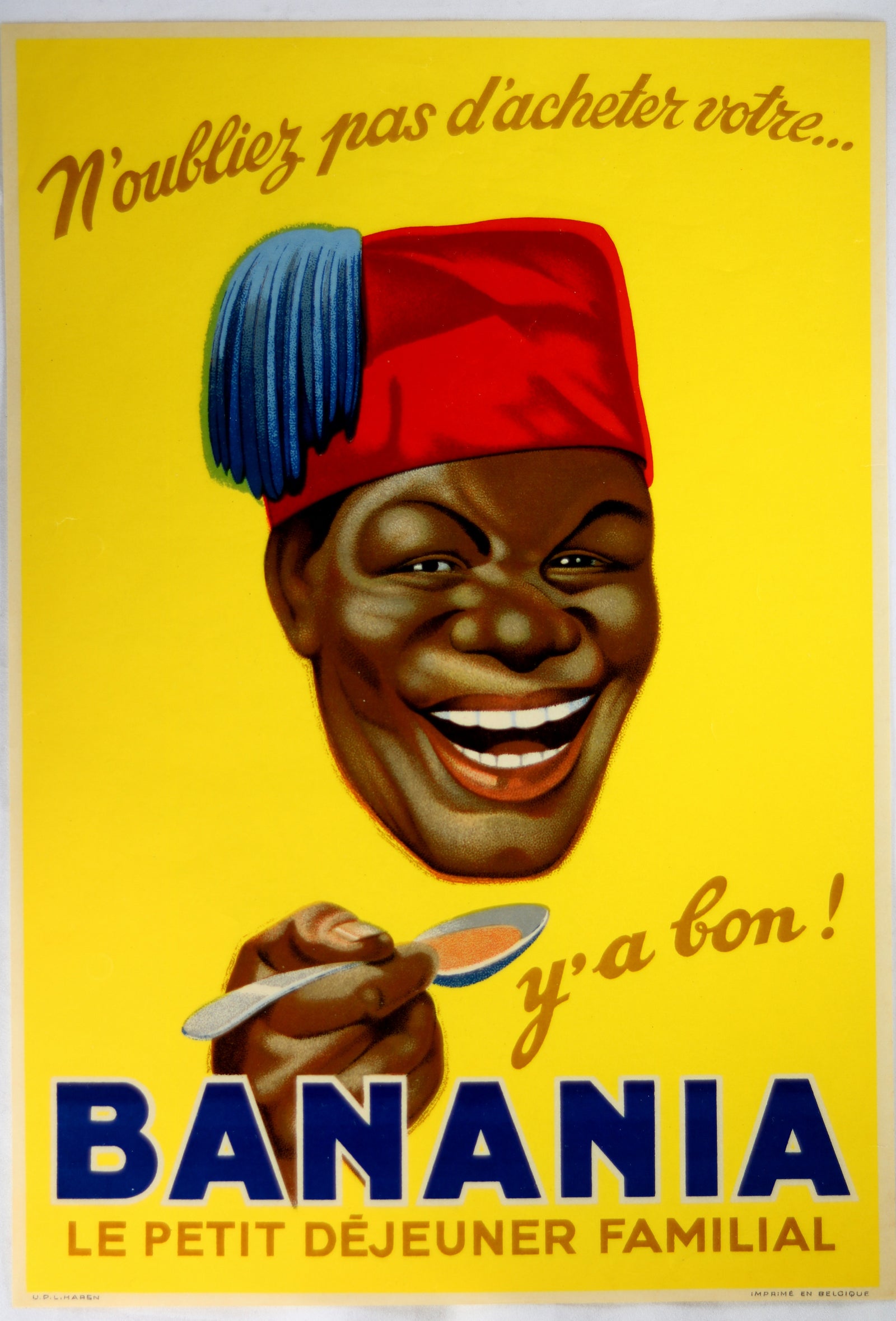 Affichette BANANIA dejeuner familial @1935