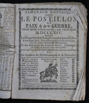 Almanach suisse ‘Le Postillon de la Paix et de la Guerre 1814’