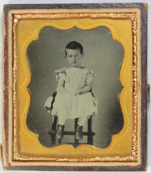 Ambrotype photo of child in high chair c. 1860s