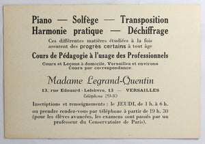 Ancien images chromo, publicité cours de musique, Madame à Versailles