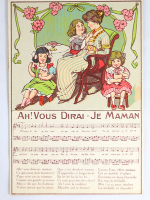 Ancien images chromo, publicité cours de musique, Madame à Versailles