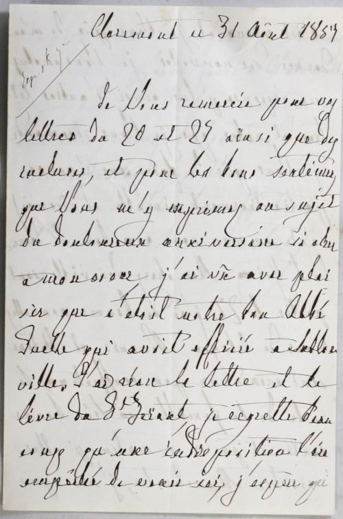 Aout 1857 lettre Marie-Amélie de Bourbon, épouse du Roi Louis Philippe