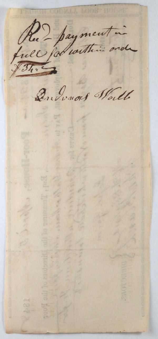 Apr. 3rd 1848 Allentown PA Lehigh County Poor-House: boarding