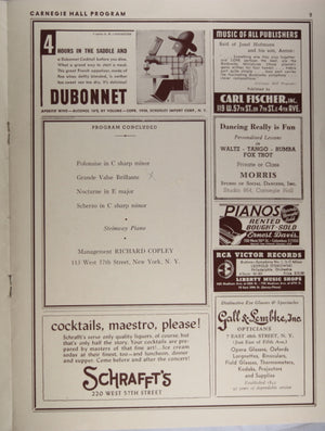 April 1929 program for Carnegie Hall NYC