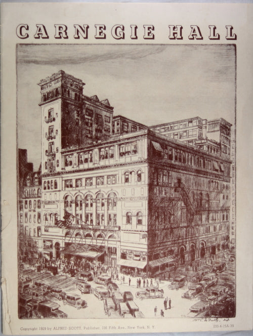 April 1929 program for Carnegie Hall NYC