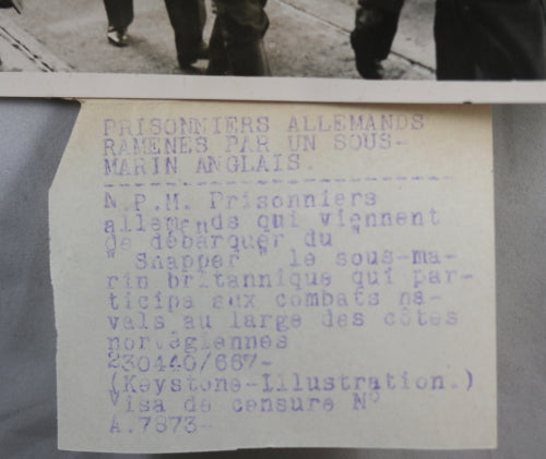 April 1940 photo German POWs disembarking from British sub HMS Snapper