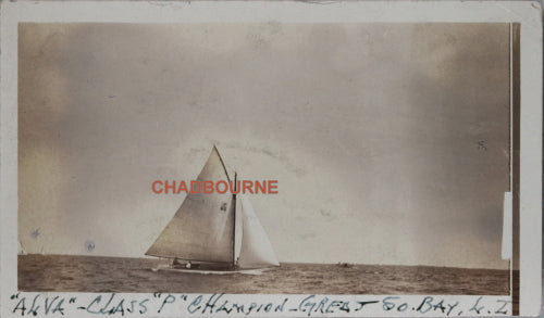 August 1916 photo card championship sloop Alva Long Island NY