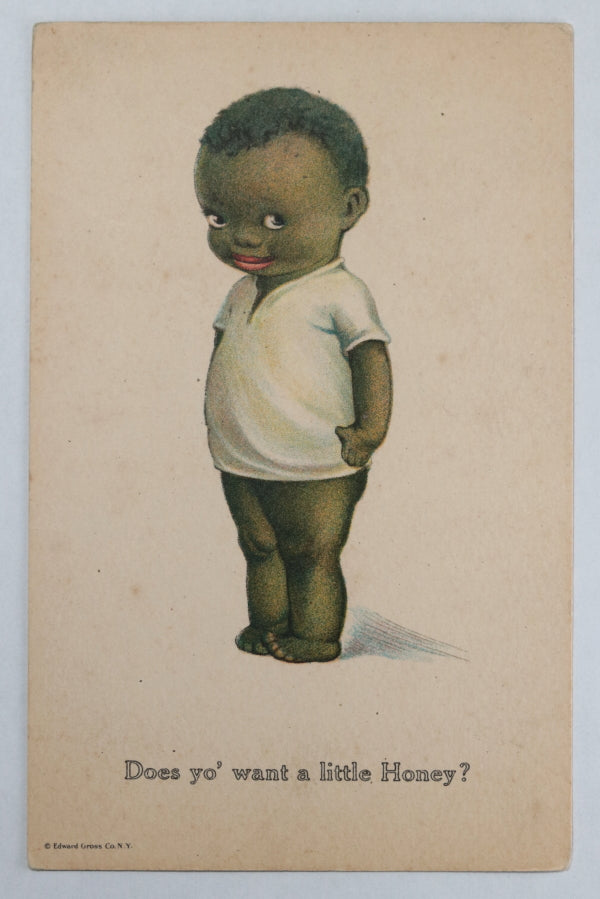 Black Americana postcard ‘Does yo’ want a little Honey’ c. 1910s