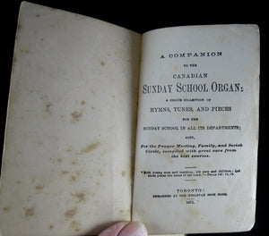 Small book 'A Companion to the Canadian Sunday School Organ' 1871