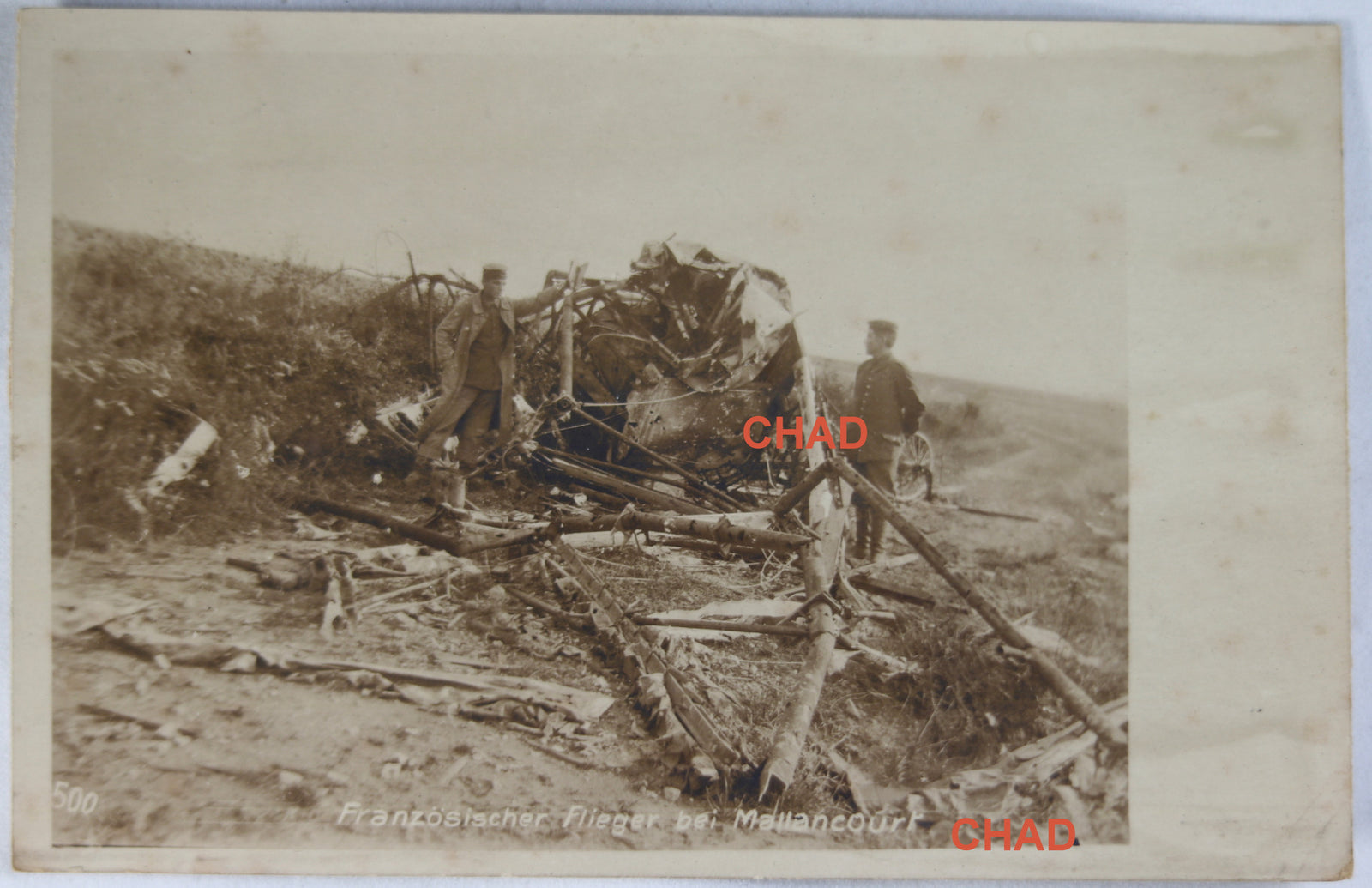 CPA Guerre 14-18 photo allemande épave avion français Malancourt