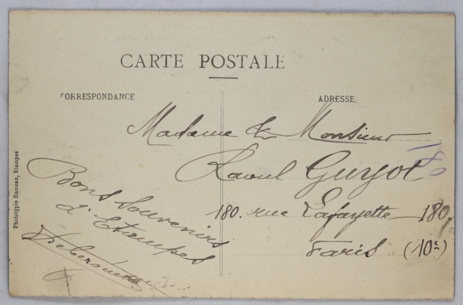 CPA photo avec autographe de l’aviateur Debergue dans son biplane 1913